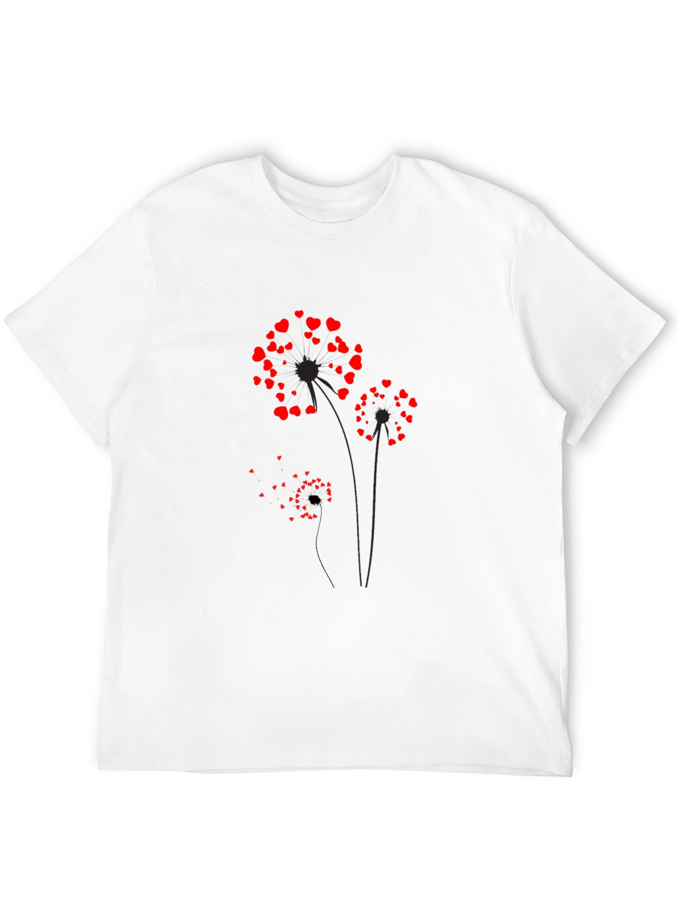 Heart Dandelion Graphic Tee - Black Cotton Blend