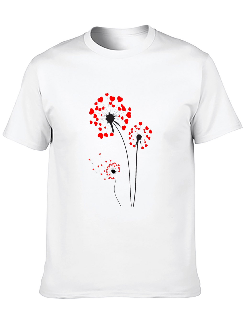 Heart Dandelion Graphic Tee - Black Cotton Blend