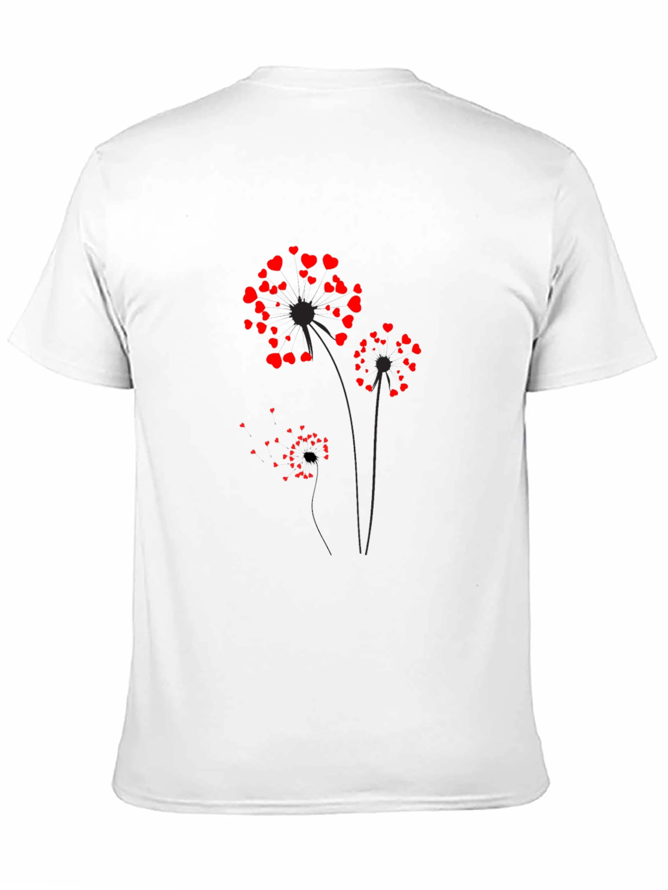 Heart Dandelion Graphic Tee - Black Cotton Blend