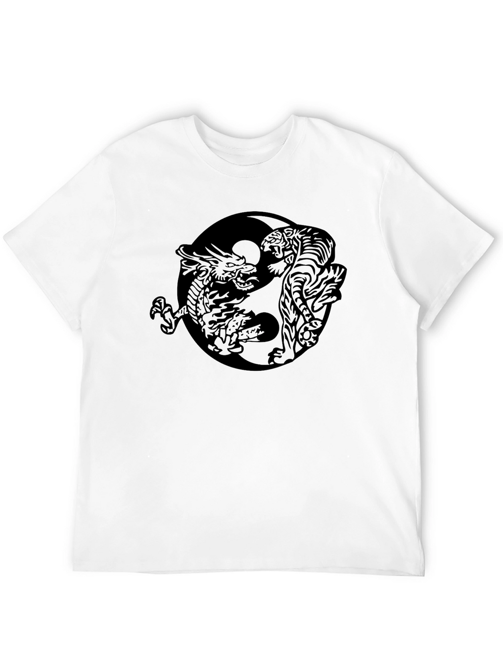 Yin Yang Dragon & Tiger Black T-Shirt