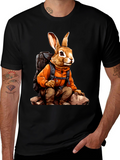Adventurous Hiking Rabbit Graphic Tee
