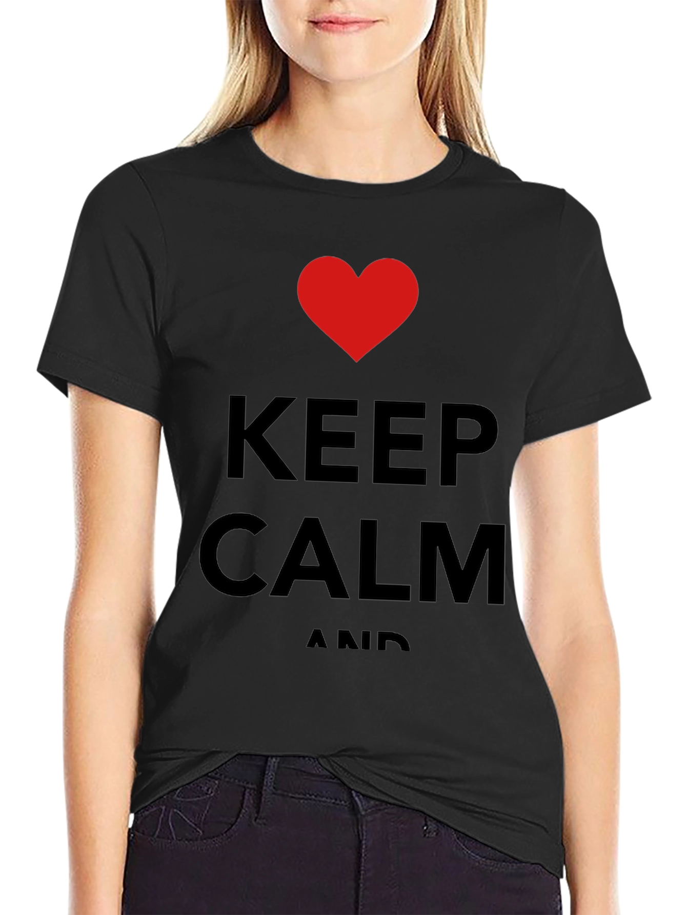 Keep Calm Heart Graphic Tee - Black