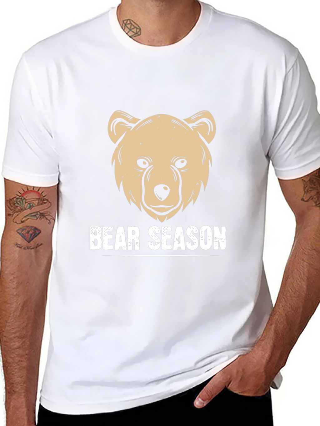 Bear Season Graphic T-Shirt - Black Casual Wear