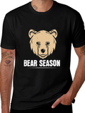 Bear Season Graphic T-Shirt - Black Casual Wear