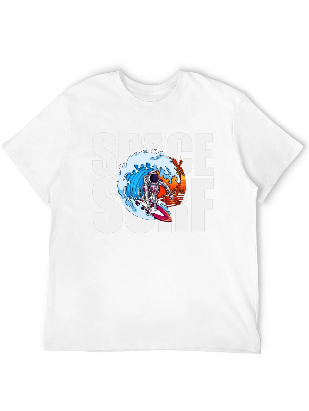 Space Surf Graphic Tee - Astronaut Surfing T-Shirt