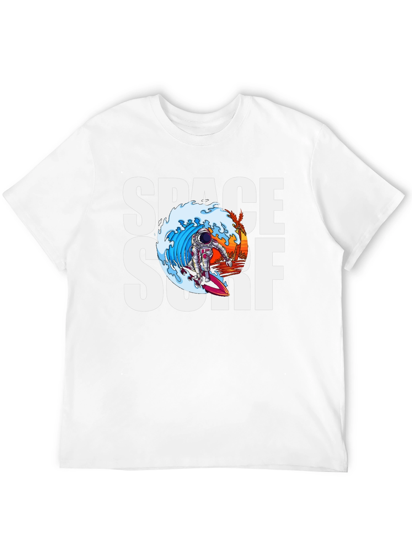 Space Surf Graphic Tee - Astronaut Surfing T-Shirt
