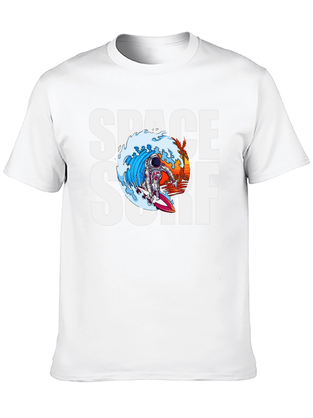 Space Surf Graphic Tee - Astronaut Surfing T-Shirt