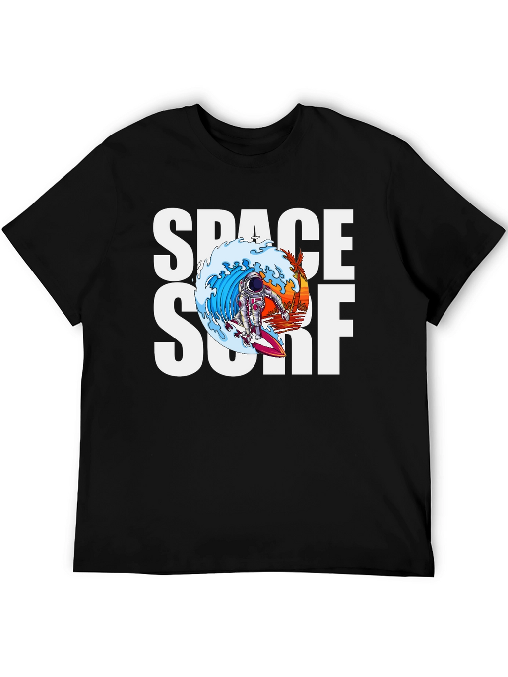 Space Surf Graphic Tee - Astronaut Surfing T-Shirt