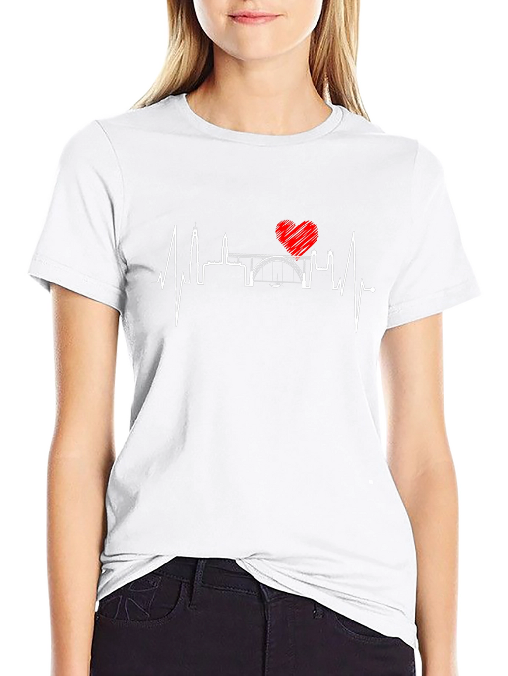 Heartbeat Cityscape T-Shirt - Black