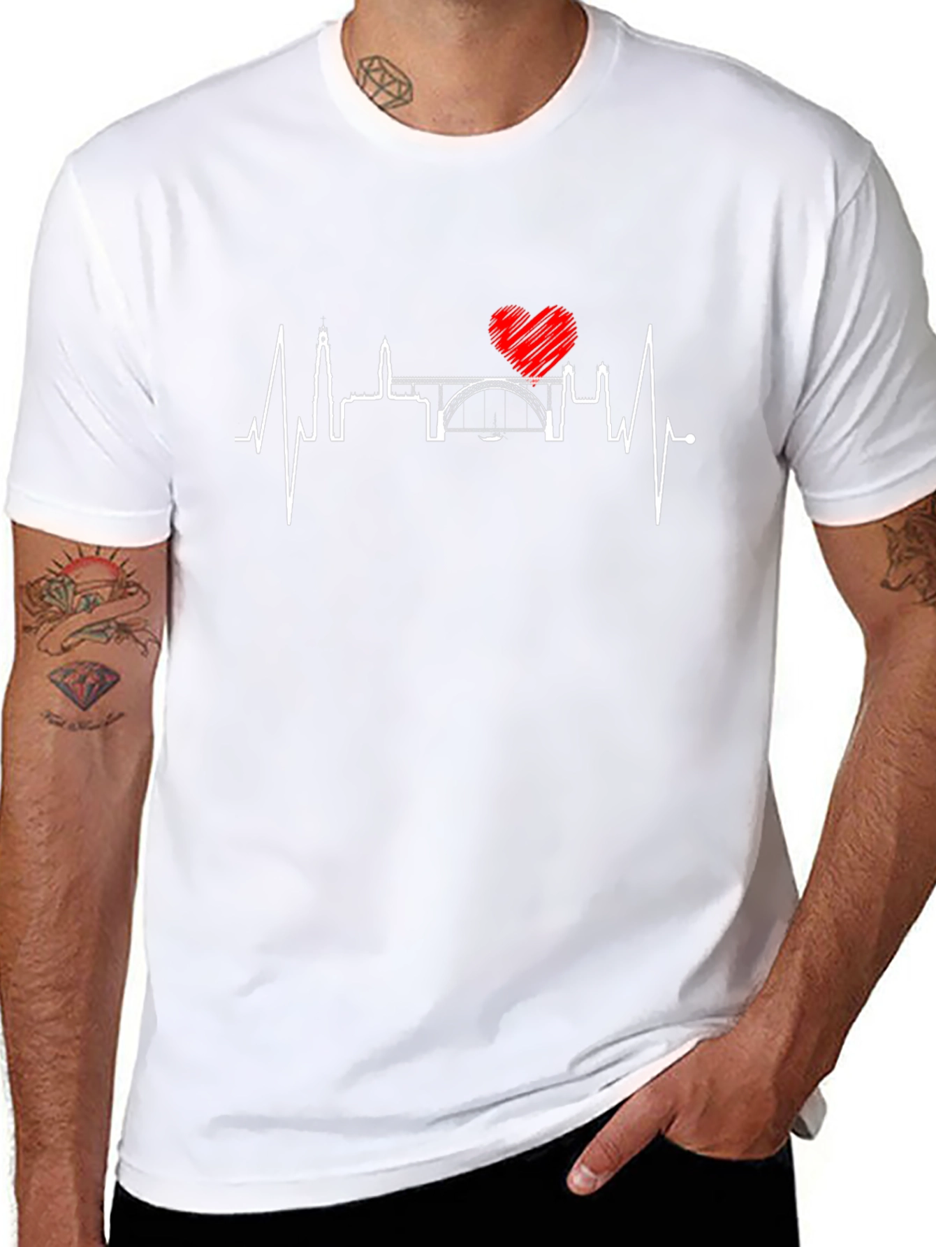 Heartbeat Cityscape T-Shirt - Black