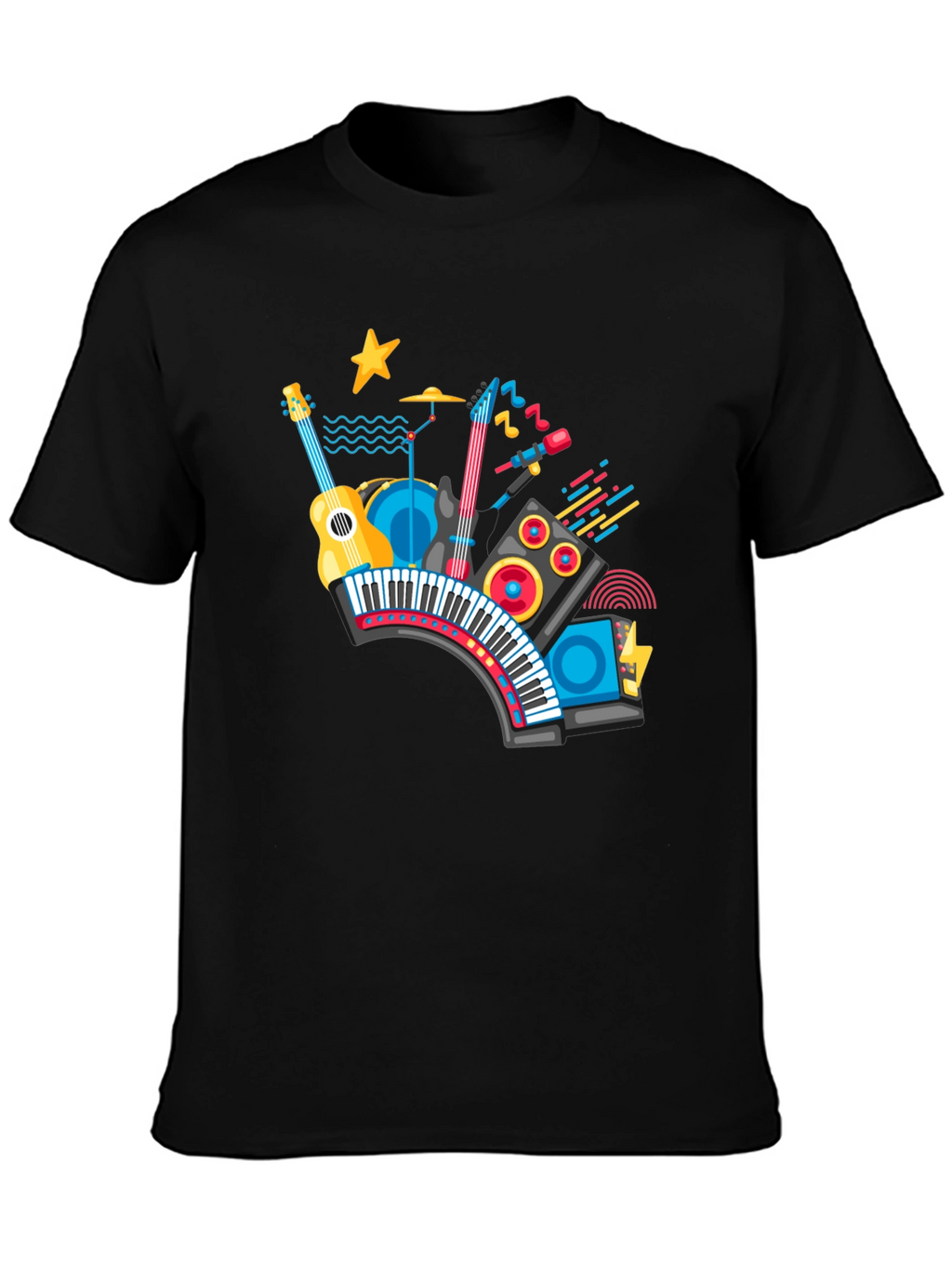 Musical Instrument Graphic Black T-Shirt