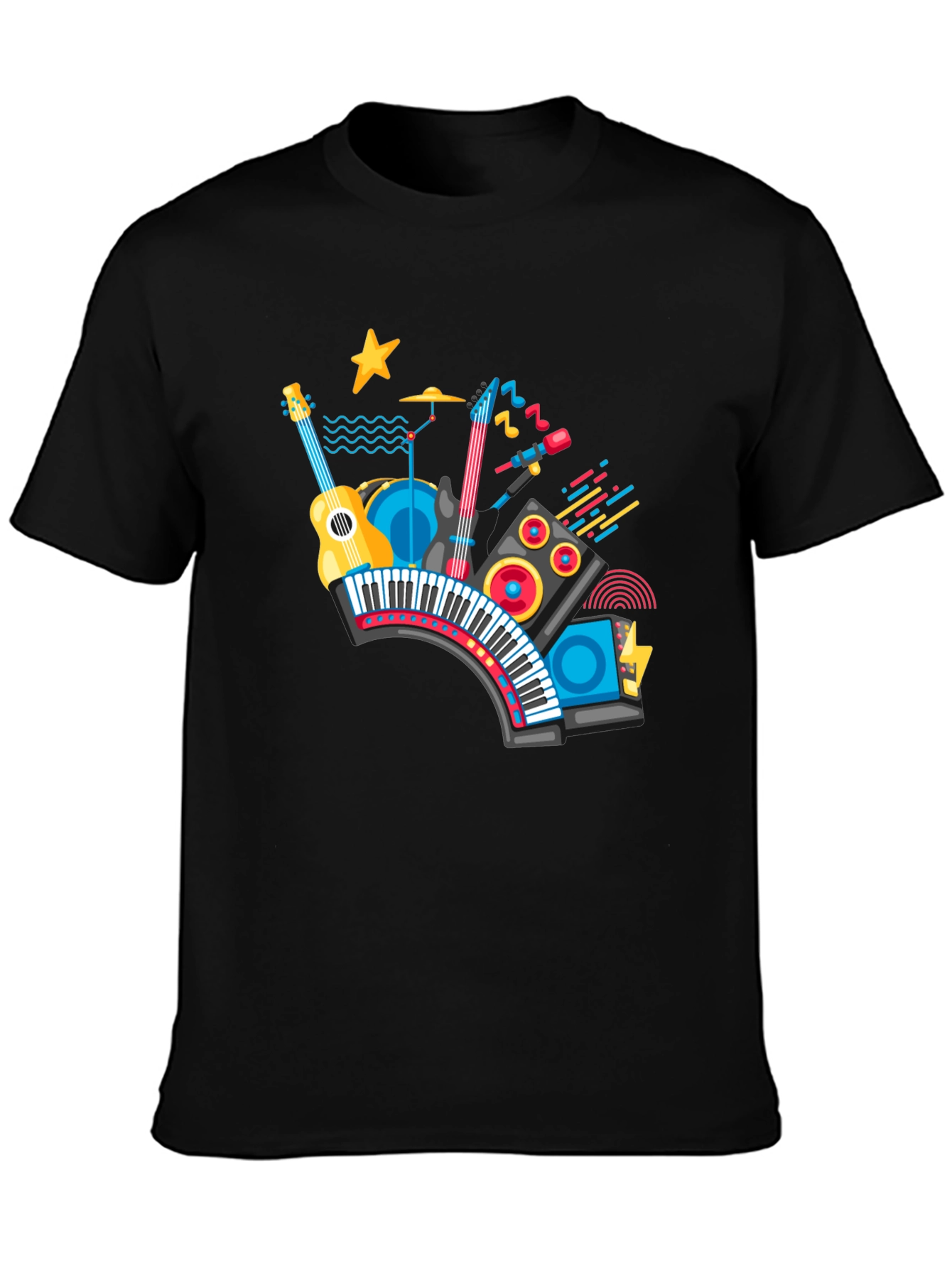 Musical Instrument Graphic Black T-Shirt