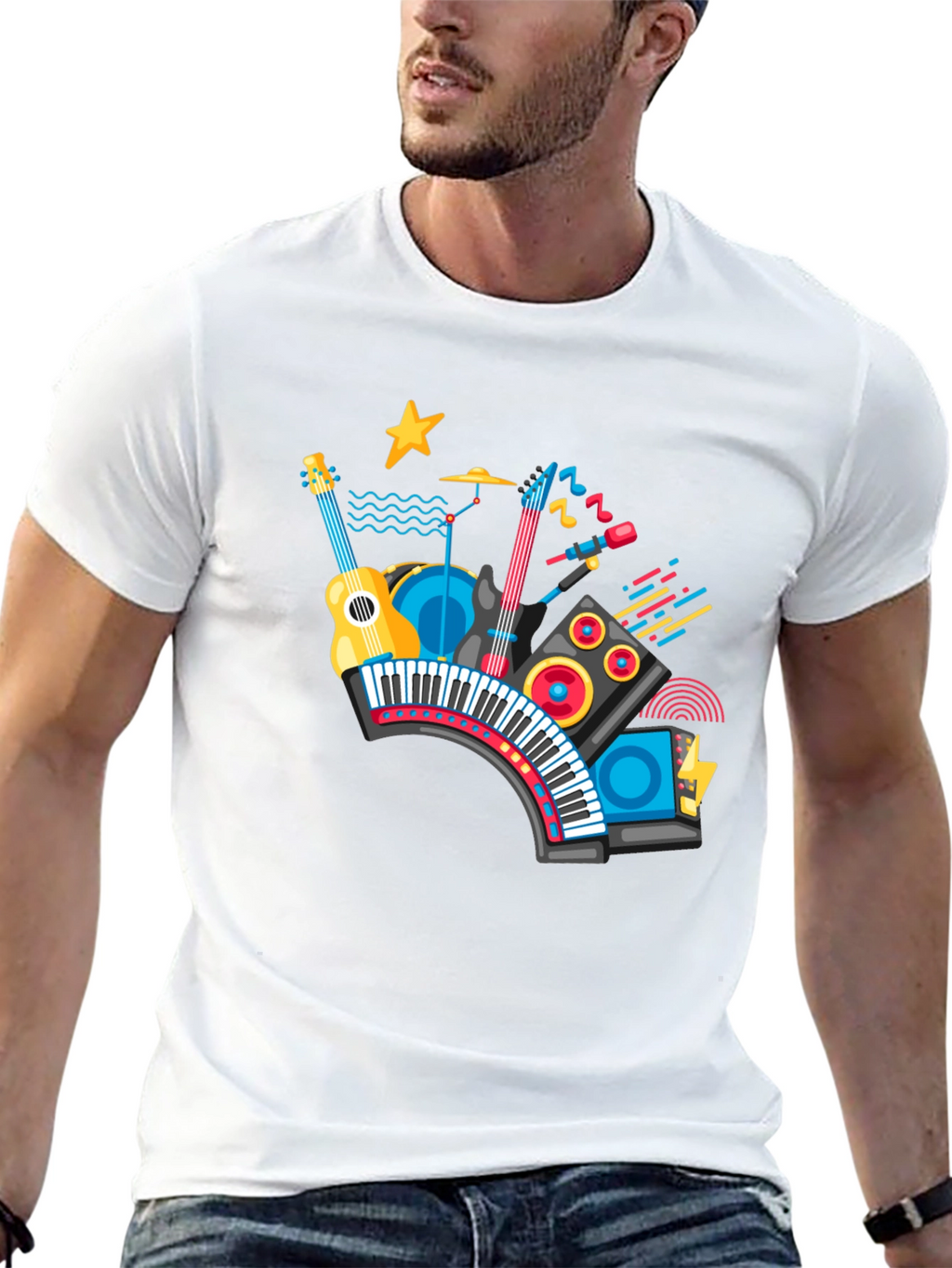 Musical Instrument Graphic Black T-Shirt