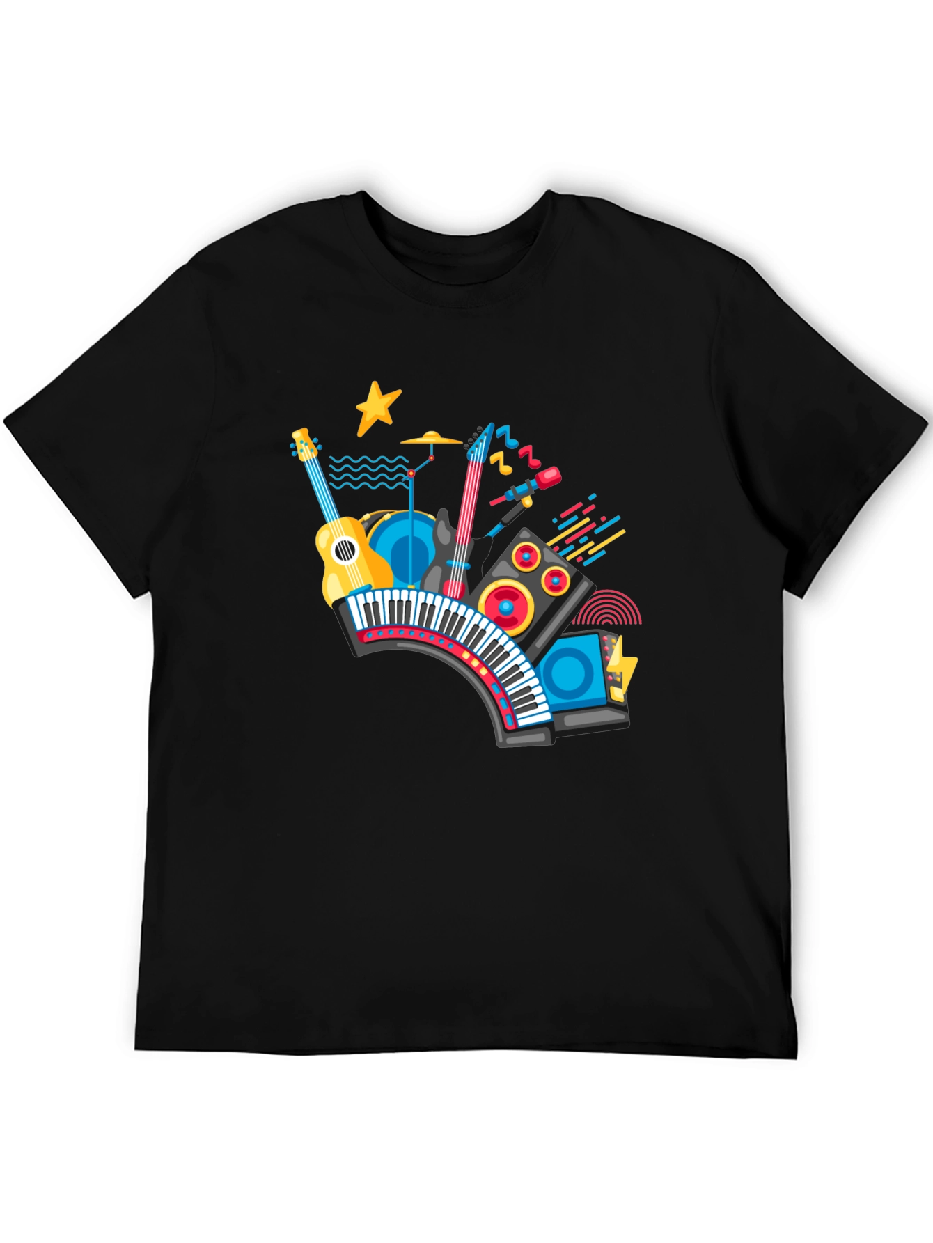 Musical Instrument Graphic Black T-Shirt