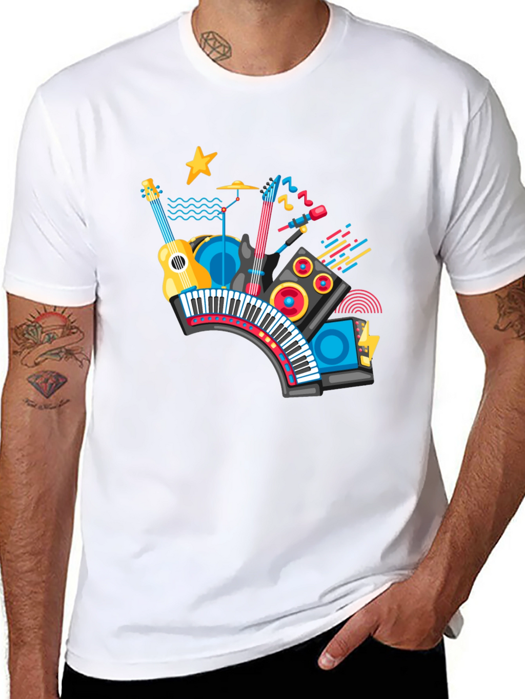 Musical Instrument Graphic Black T-Shirt