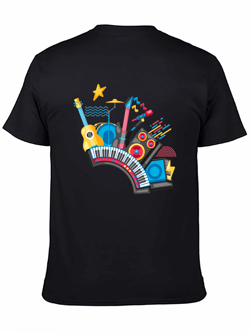 Musical Instrument Graphic Black T-Shirt