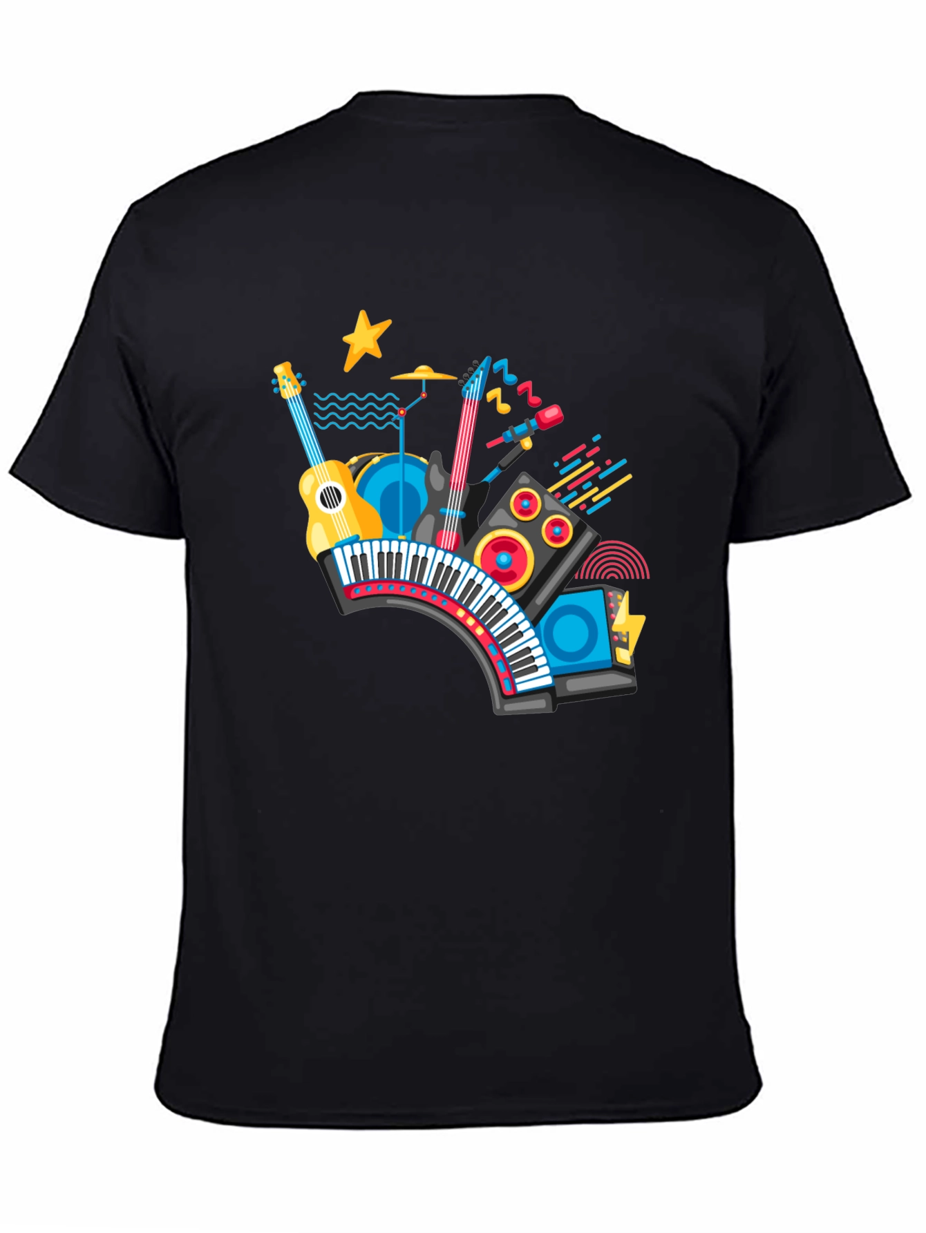 Musical Instrument Graphic Black T-Shirt