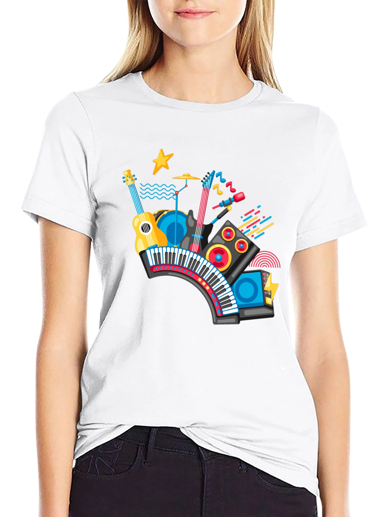 Musical Instrument Graphic Black T-Shirt