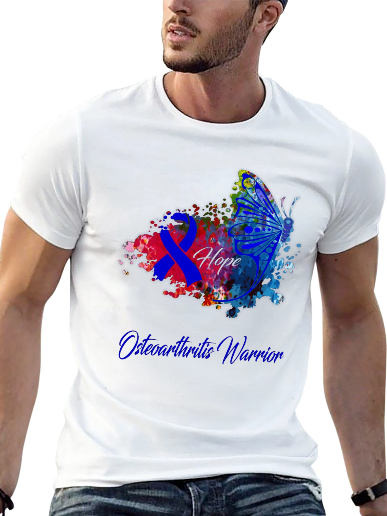 Osteoarthritis Warrior Hope Butterfly Ribbon T-Shirt