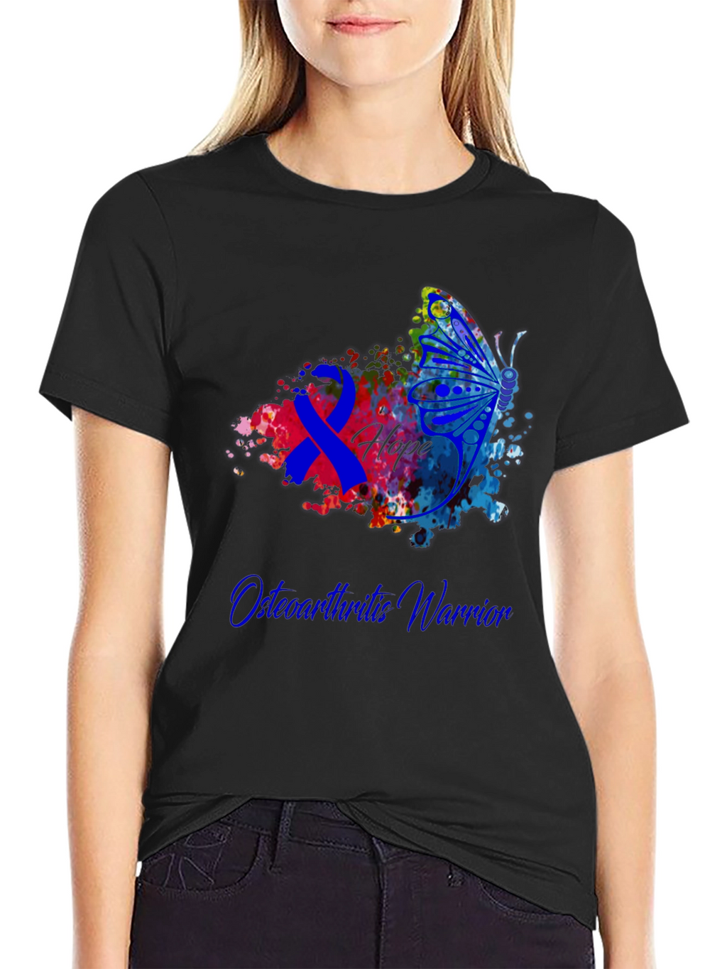 Osteoarthritis Warrior Hope Butterfly Ribbon T-Shirt