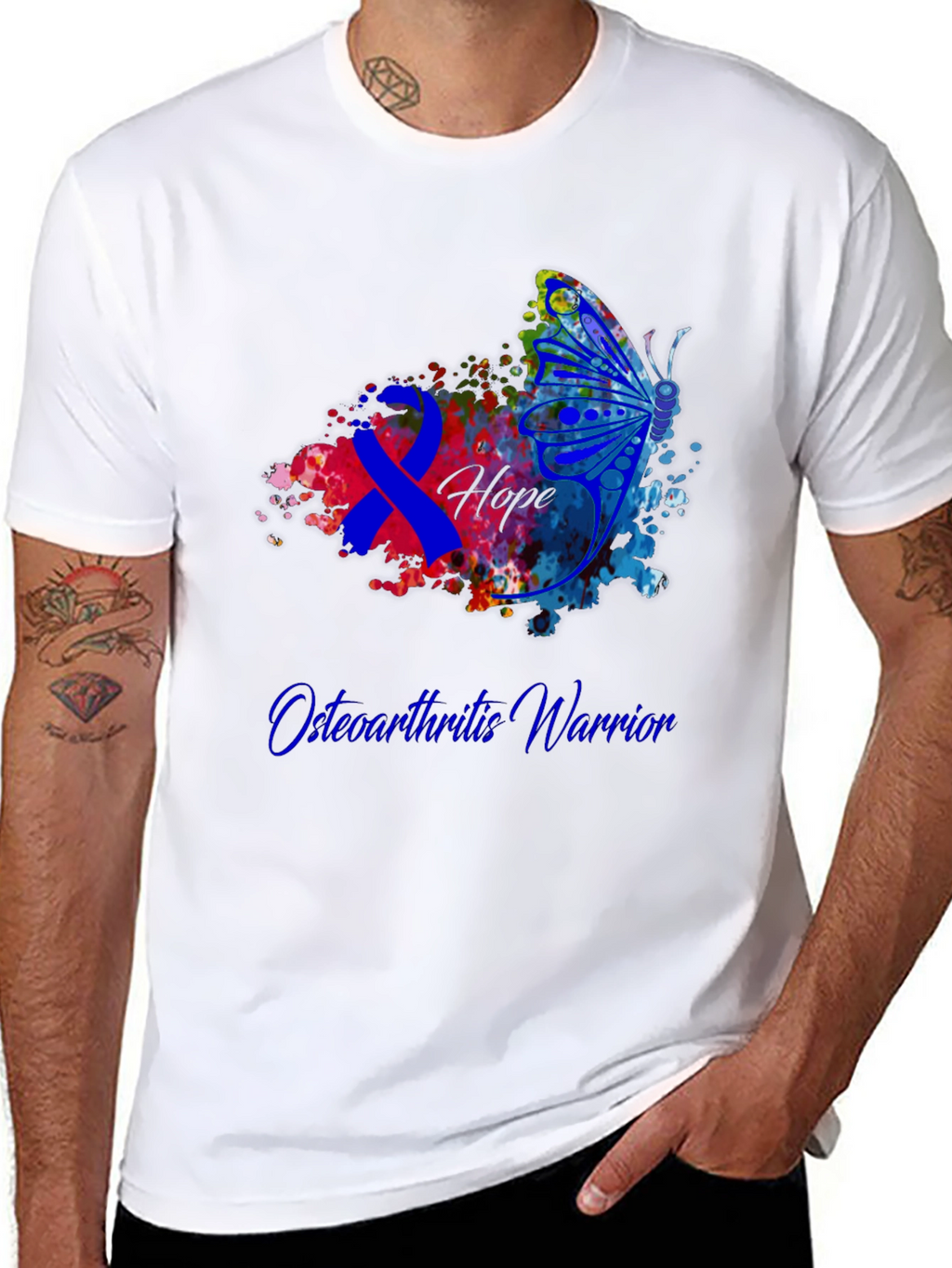 Osteoarthritis Warrior Hope Butterfly Ribbon T-Shirt