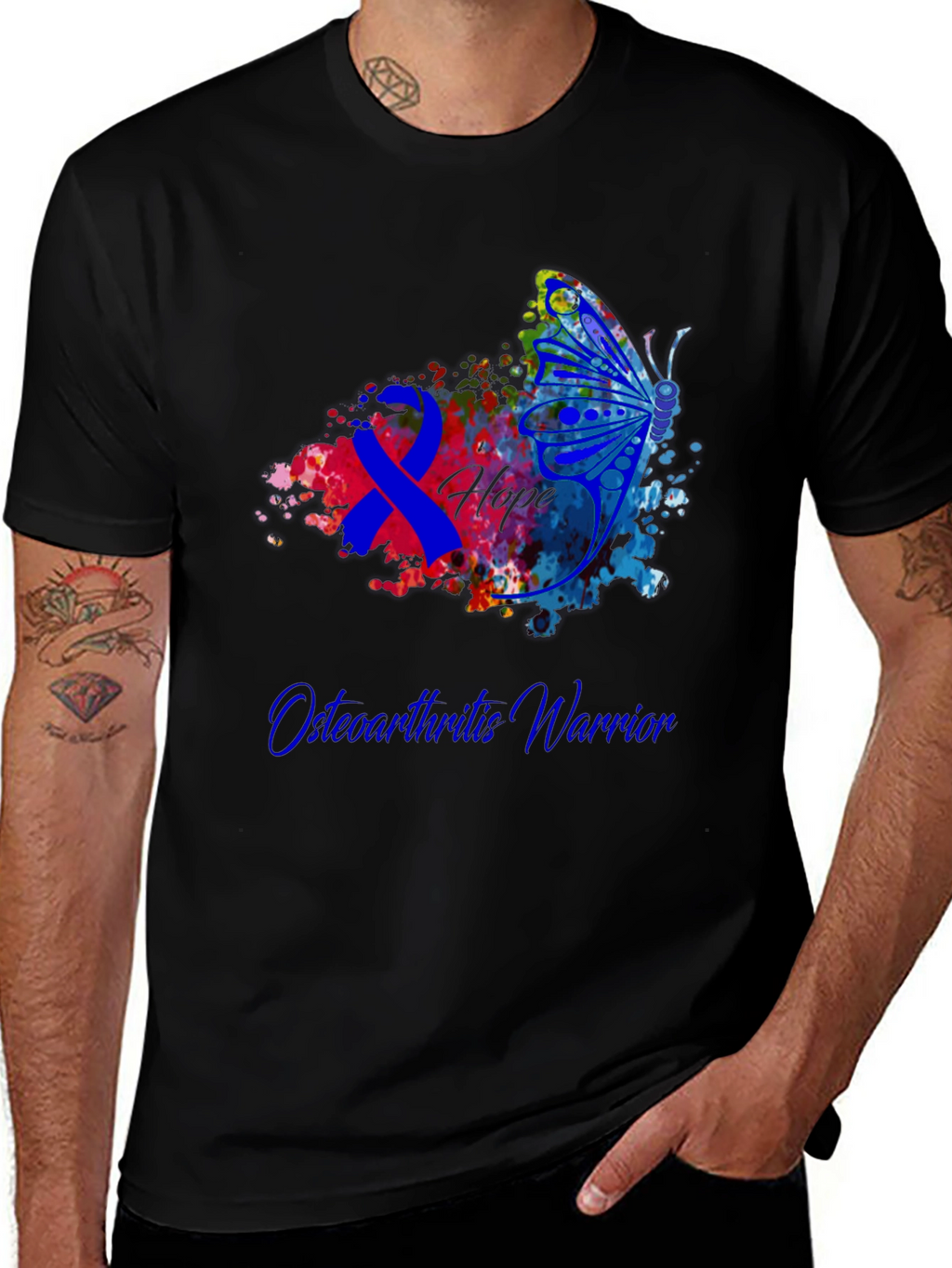 Osteoarthritis Warrior Hope Butterfly Ribbon T-Shirt