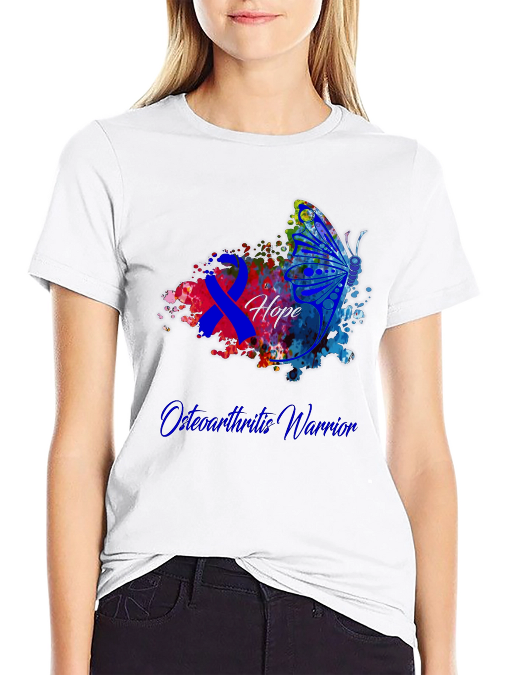 Osteoarthritis Warrior Hope Butterfly Ribbon T-Shirt