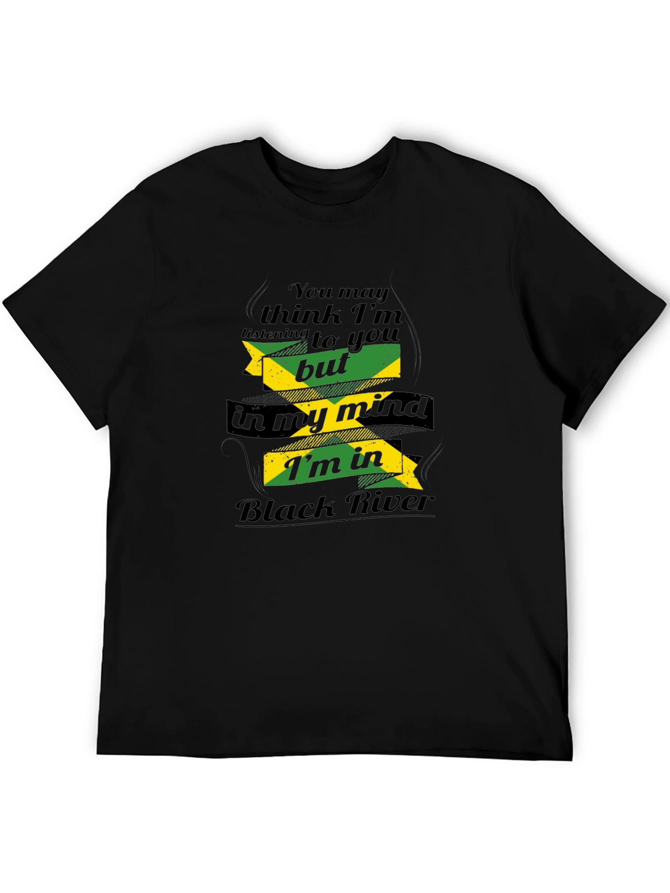 Black T-Shirt Jamaican Black River Mind