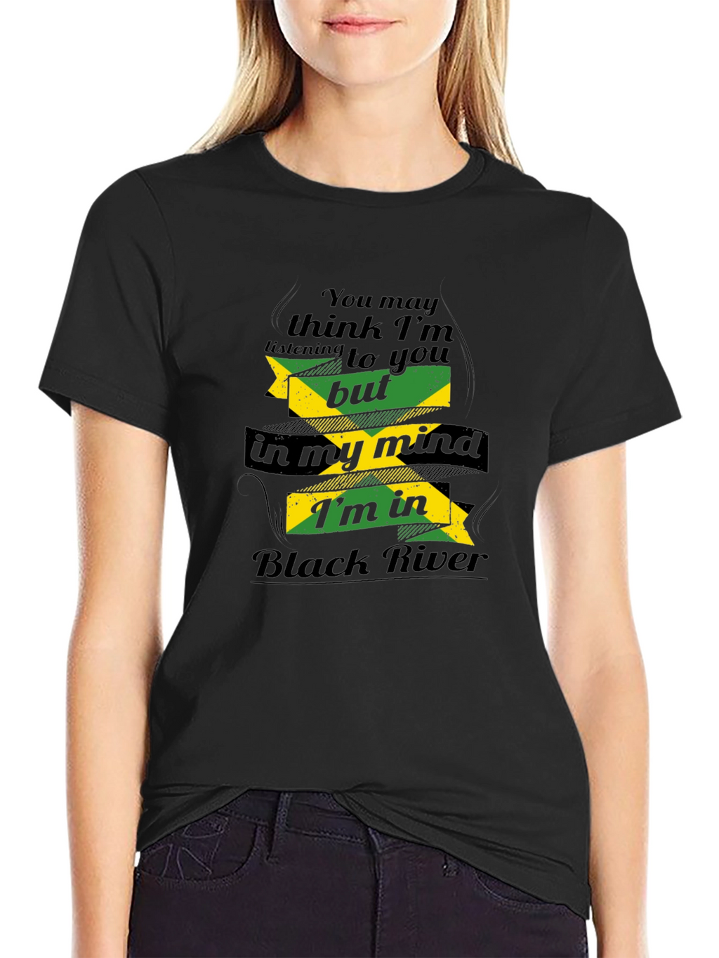 Black T-Shirt Jamaican Black River Mind