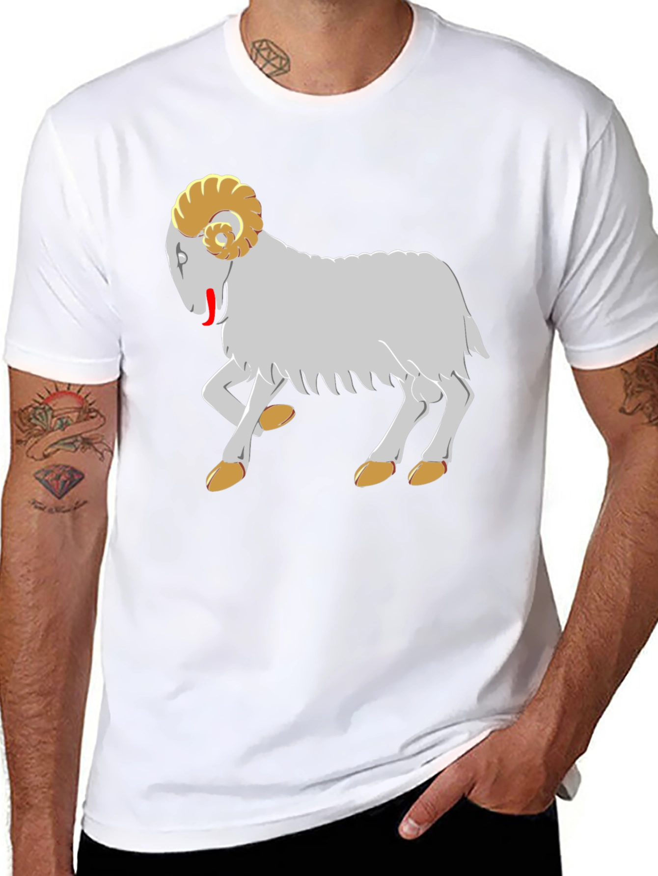Ram Graphic Tee - Black Cotton T-Shirt