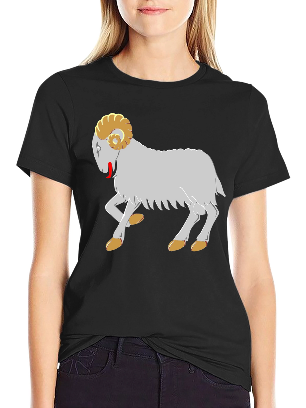 Ram Graphic Tee - Black Cotton T-Shirt