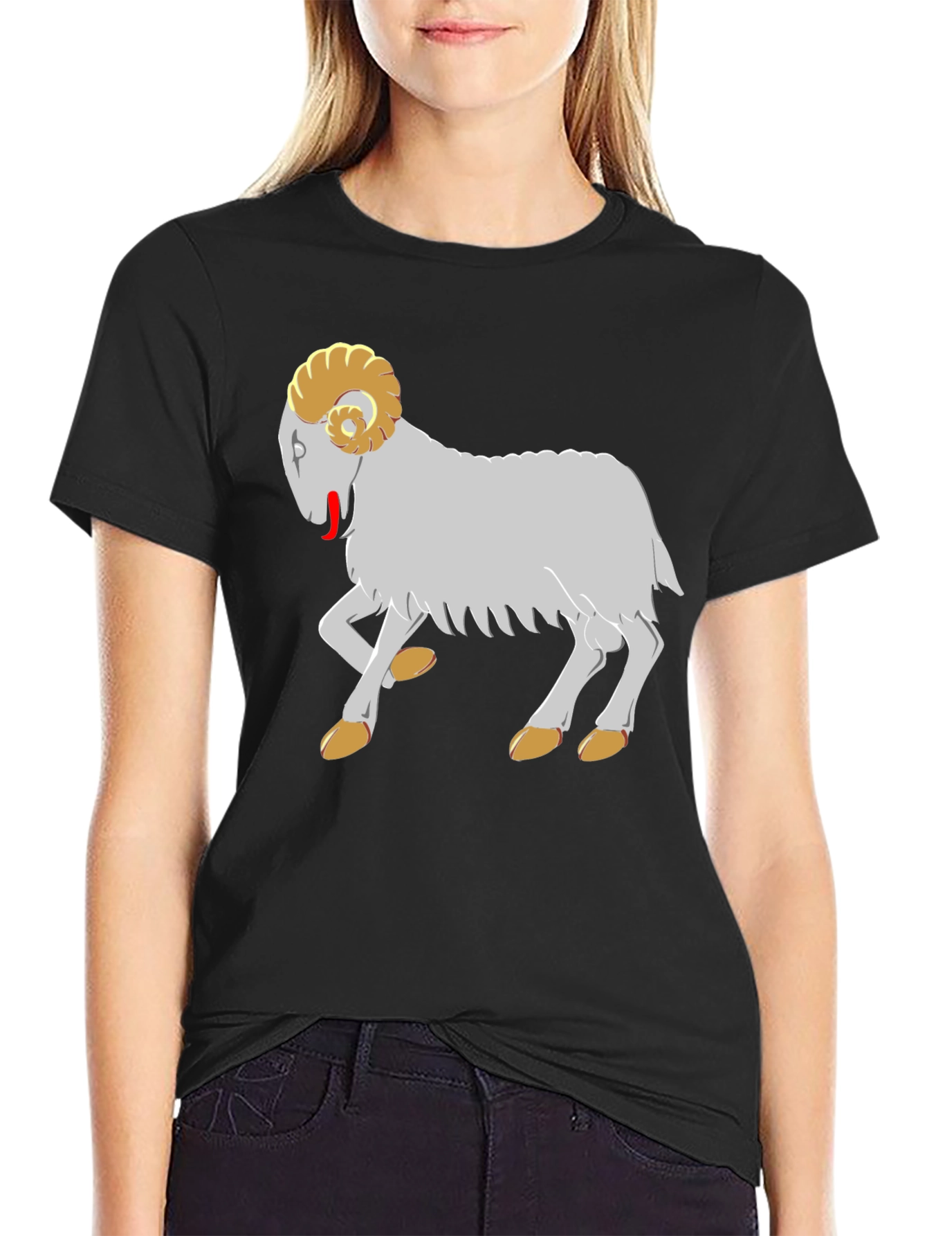 Ram Graphic Tee - Black Cotton T-Shirt