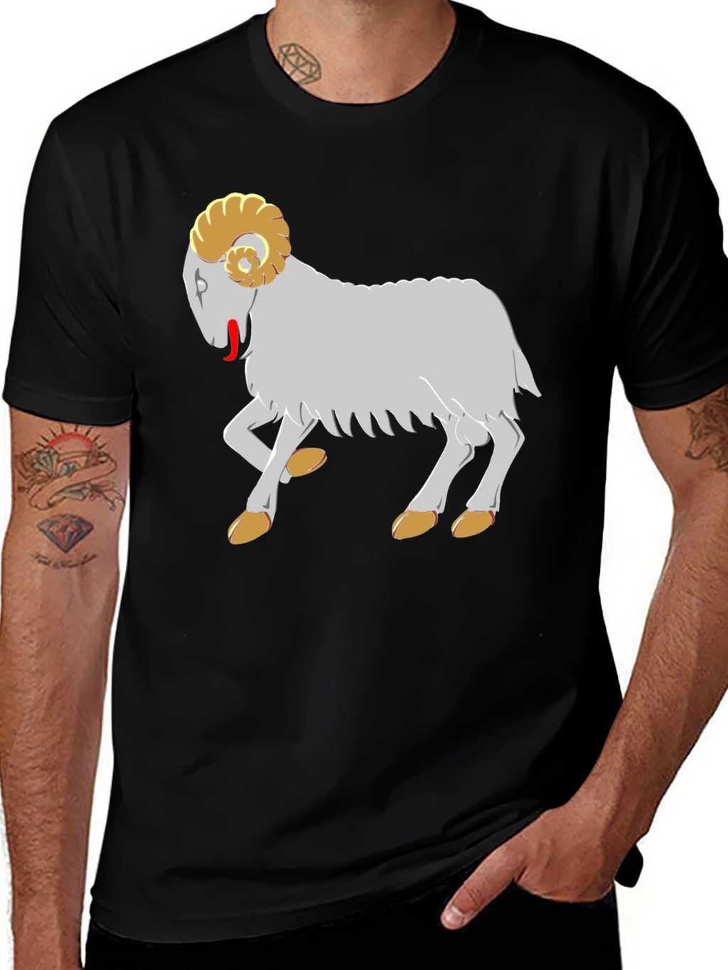 Ram Graphic Tee - Black Cotton T-Shirt