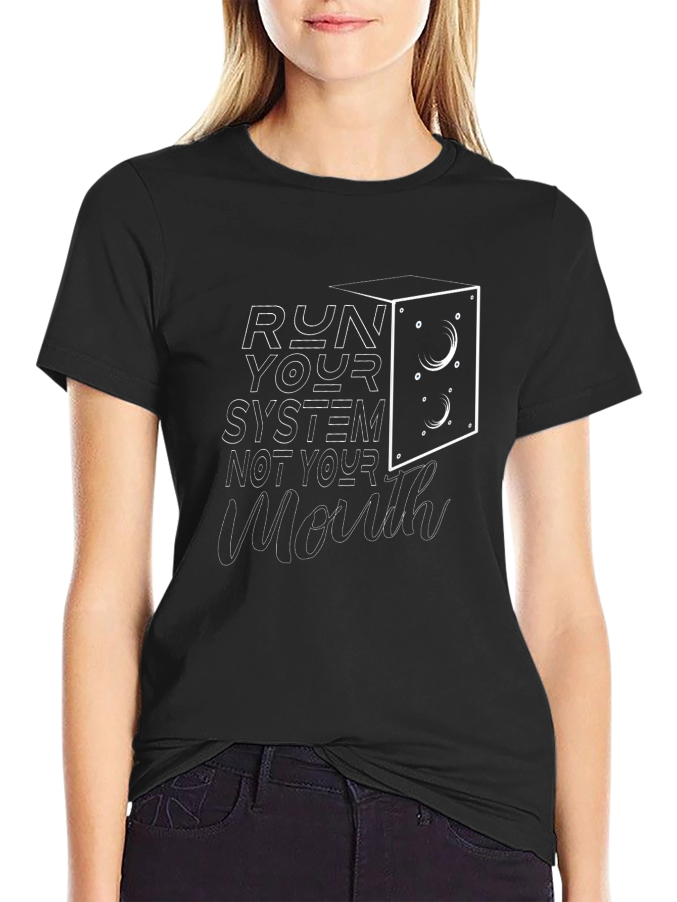Run Your System Graphic Tee - Black Cotton Blend