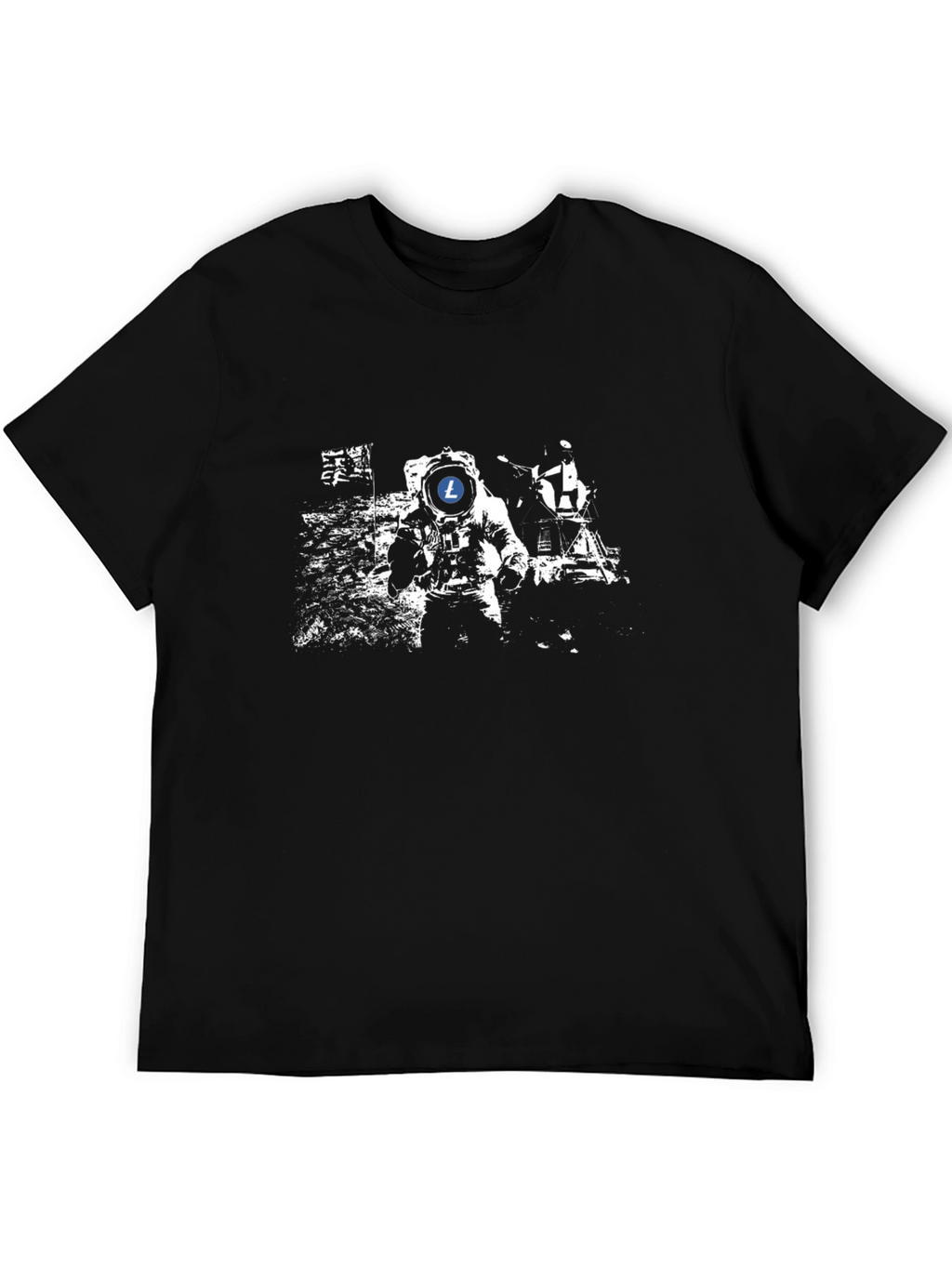 Astronaut Litecoin T-Shirt - Mens Black Tee