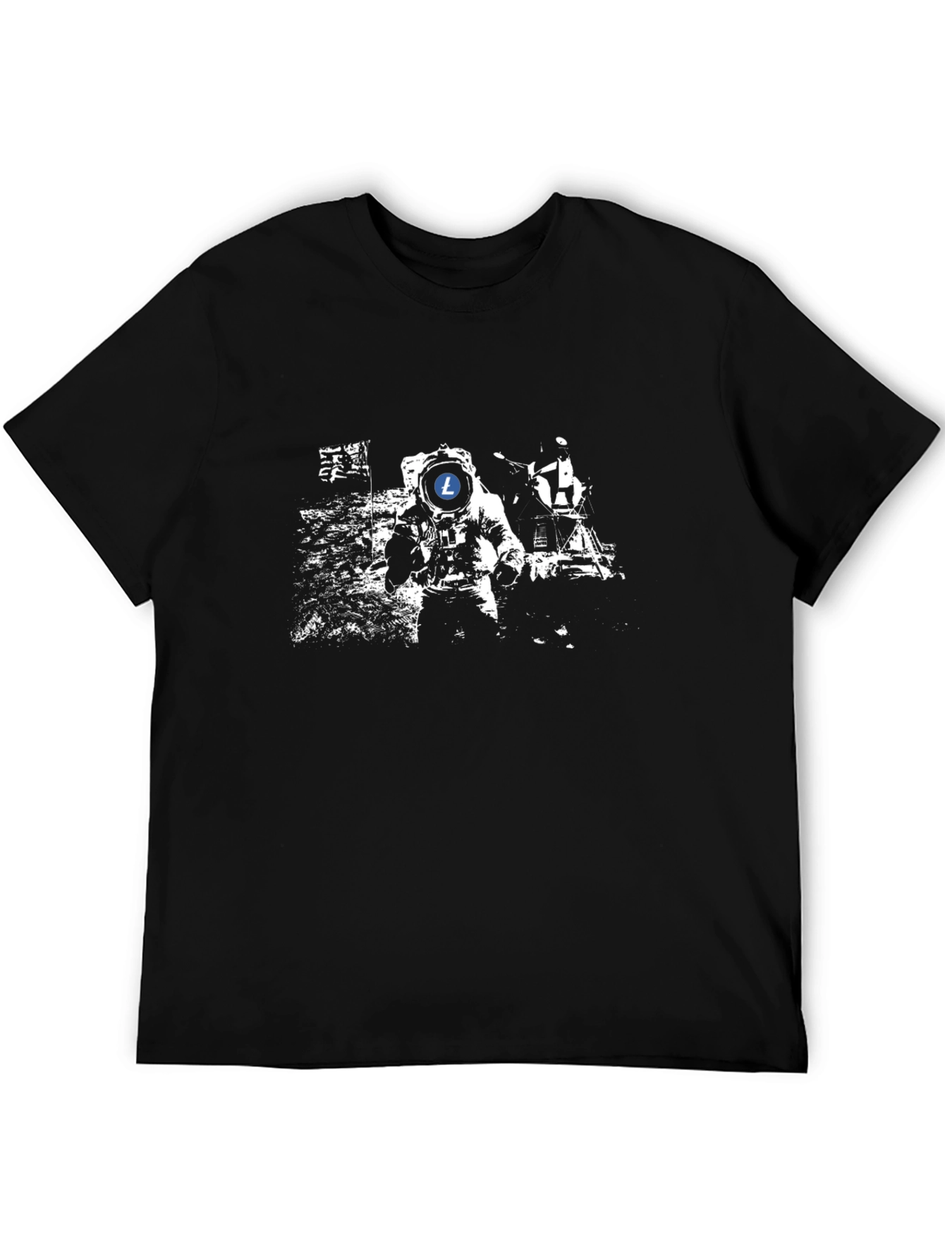 Astronaut Litecoin T-Shirt - Mens Black Tee
