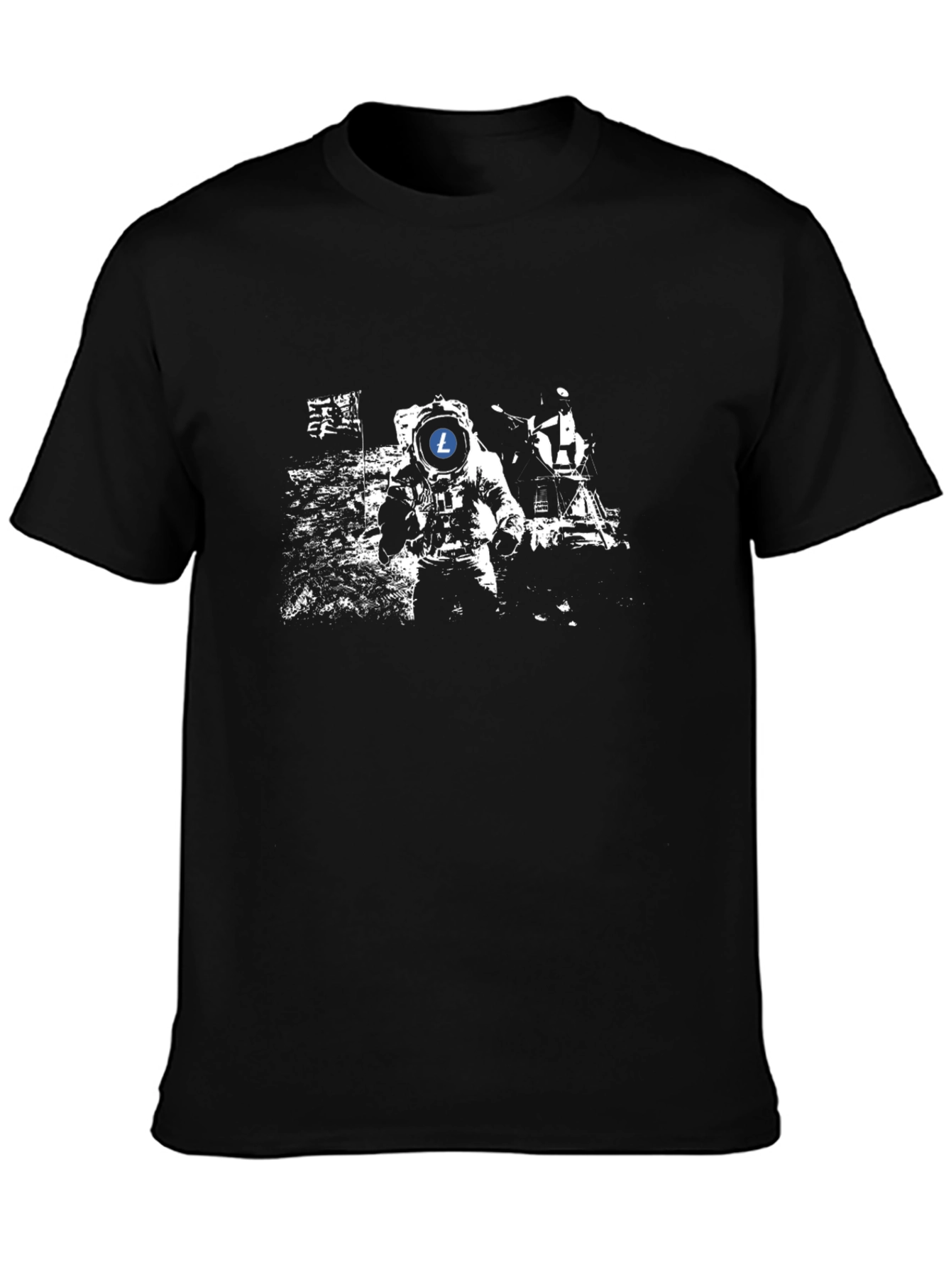 Astronaut Litecoin T-Shirt - Mens Black Tee