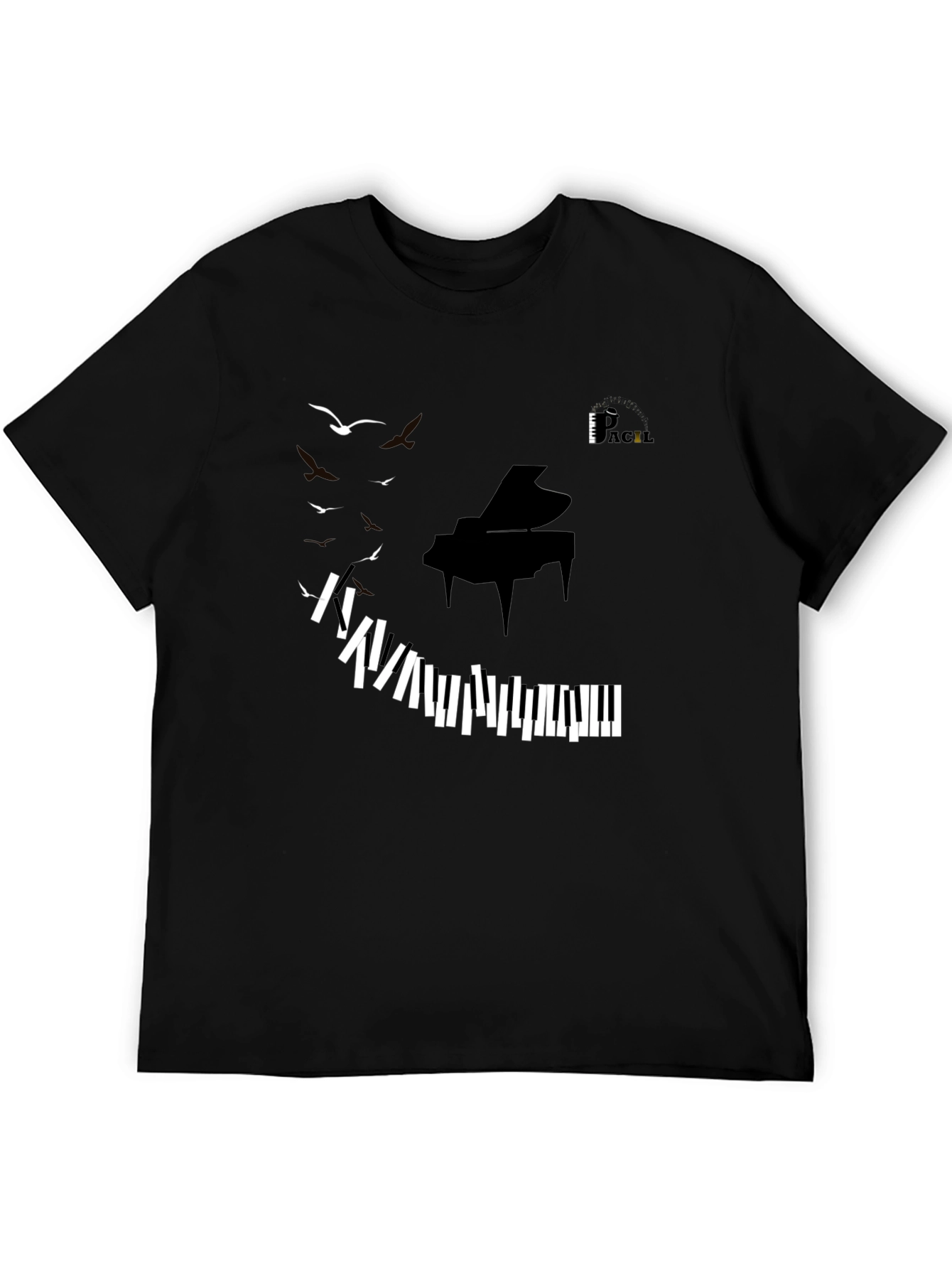 Piano Keys & Birds Graphic Tee - Stylish Music Lover T-Shirt