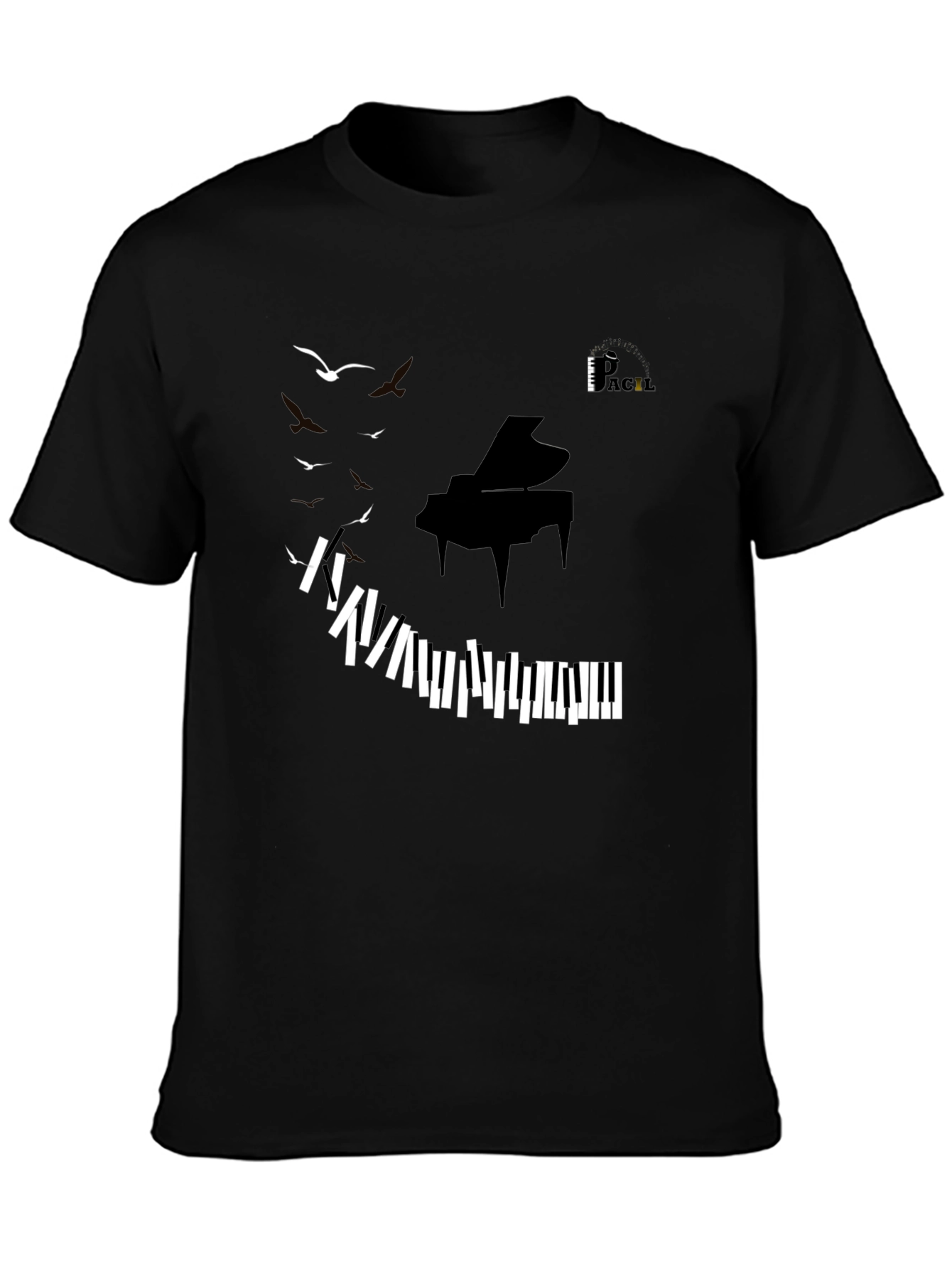 Piano Keys & Birds Graphic Tee - Stylish Music Lover T-Shirt