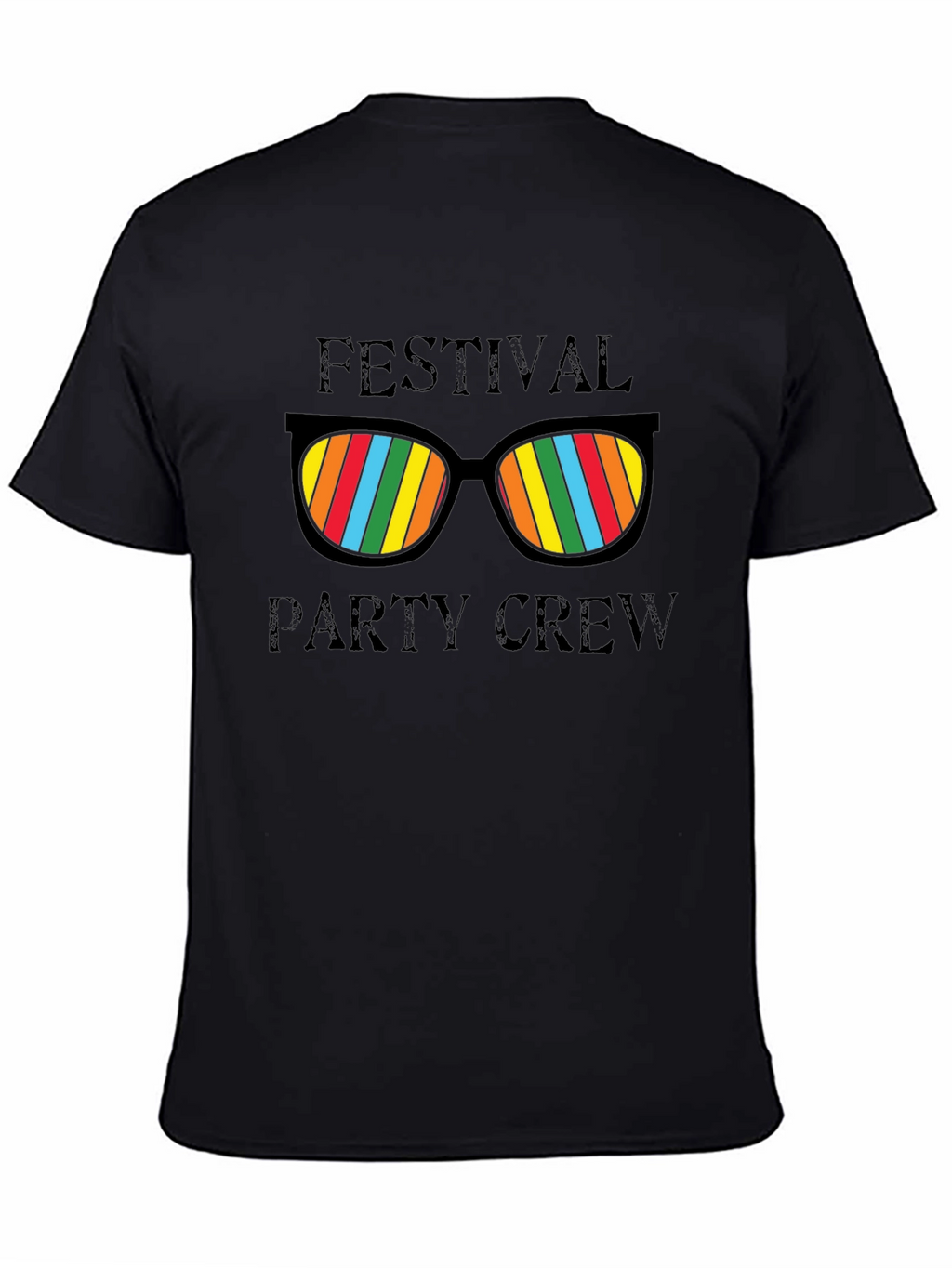 Festival Party Crew T-Shirt - Fun Rainbow Sunglasses Design