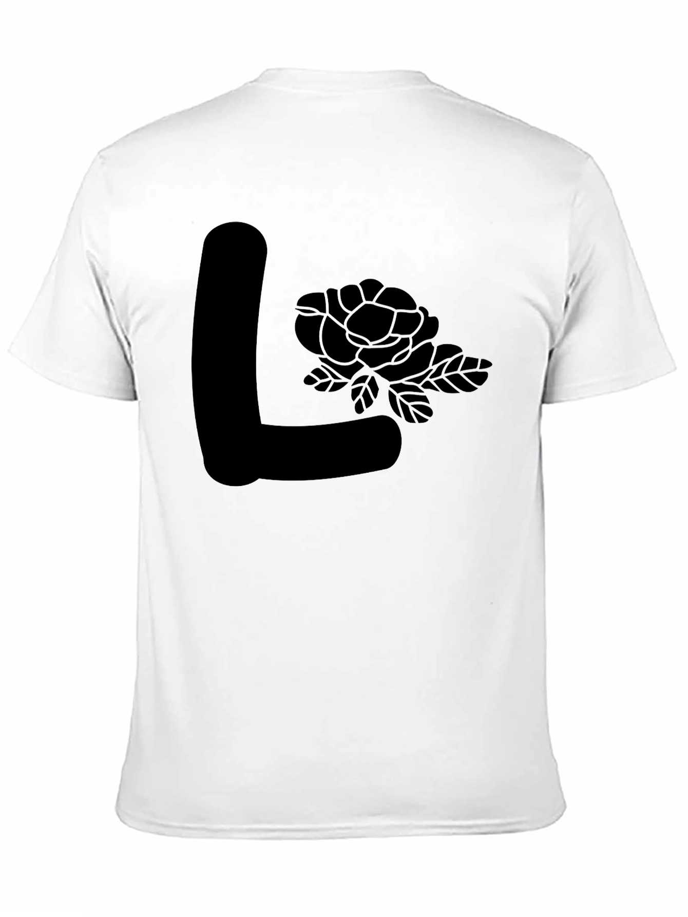 Black L Initial Rose Graphic Tee