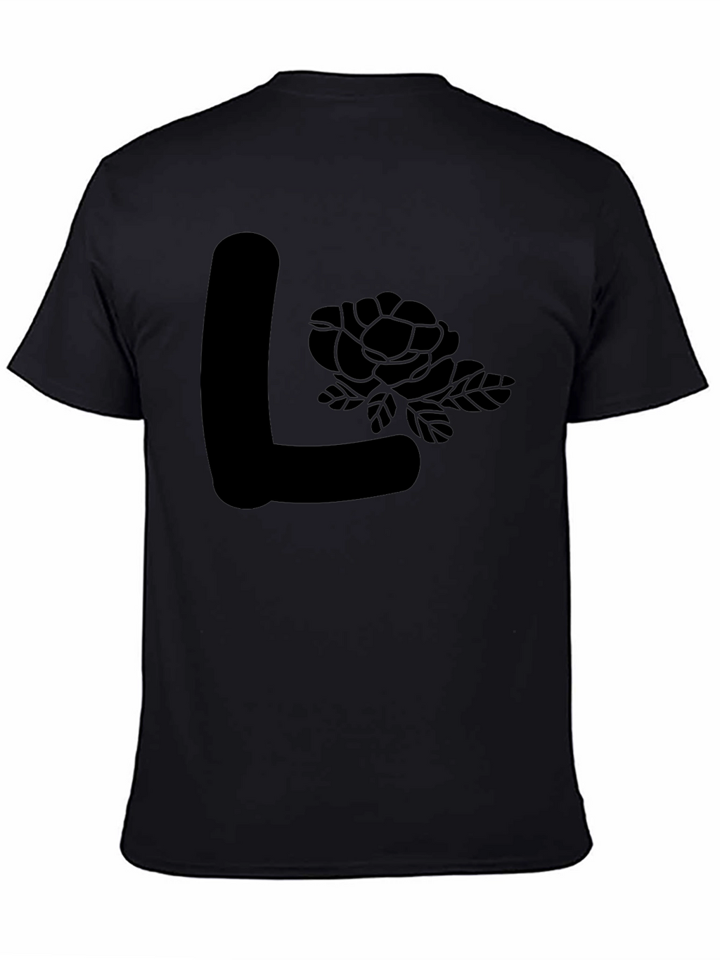 Black L Initial Rose Graphic Tee