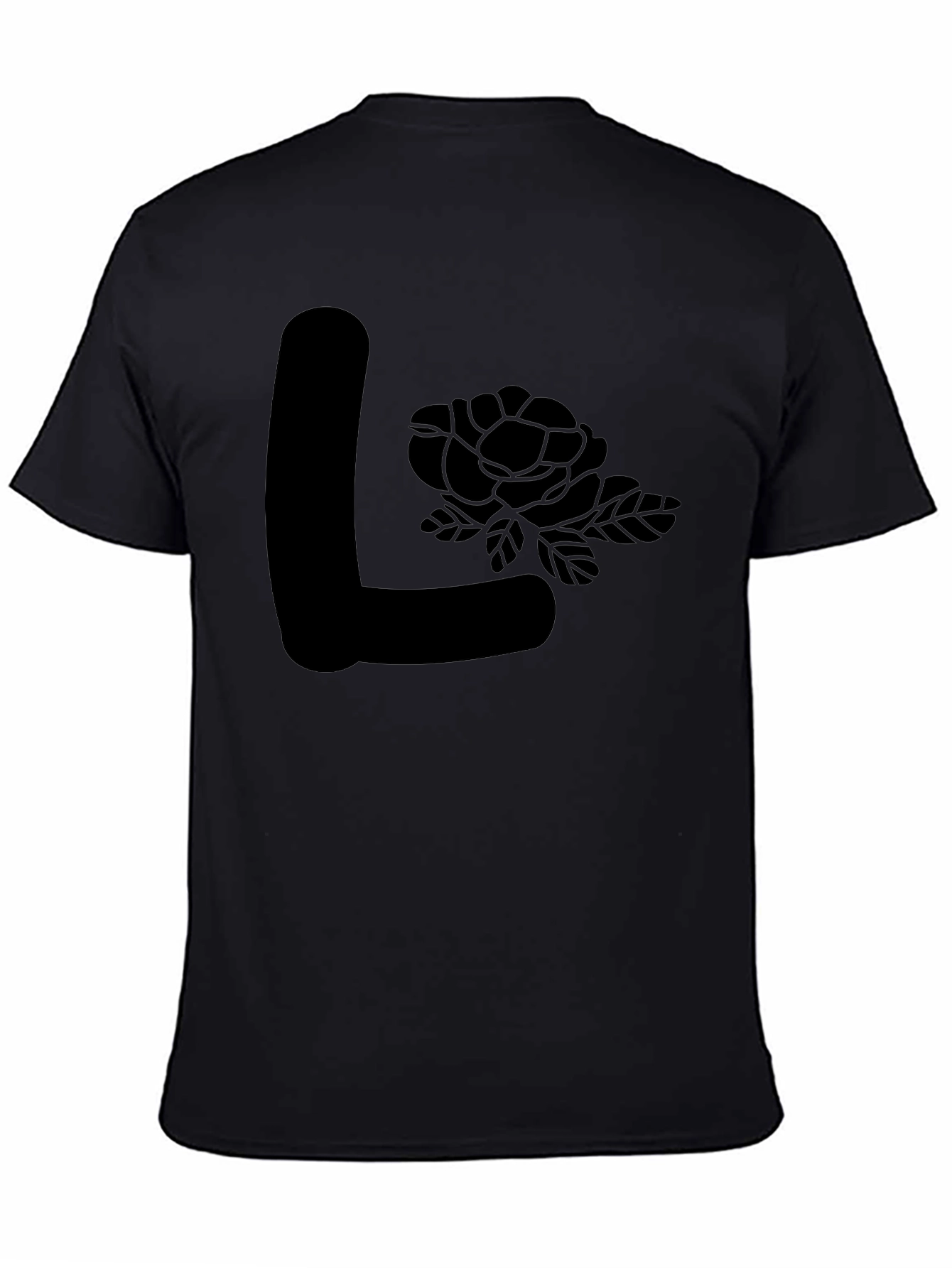 Black L Initial Rose Graphic Tee