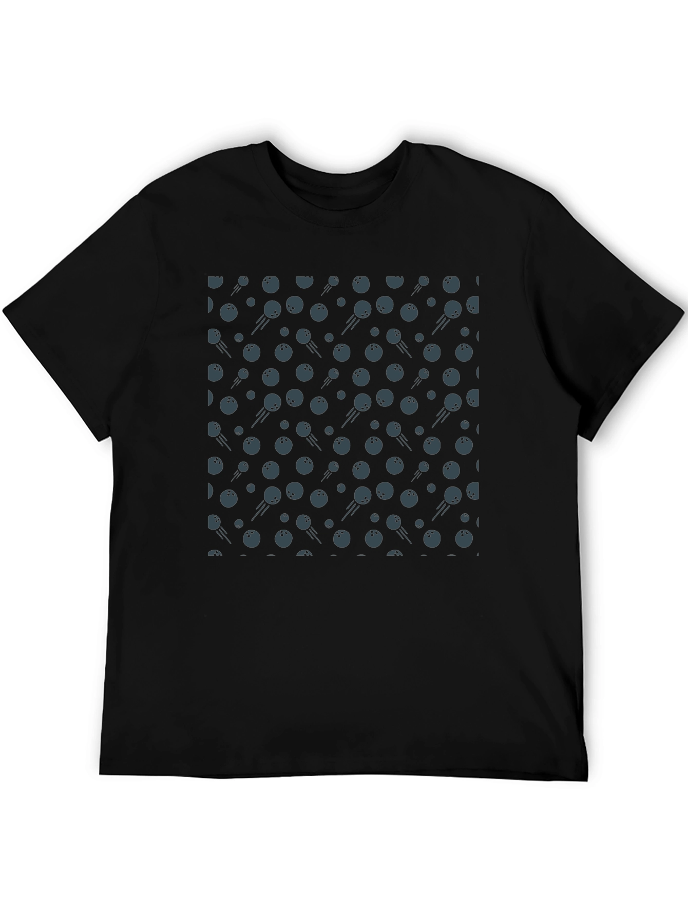 Bowling Ball Patterned Black T-Shirt