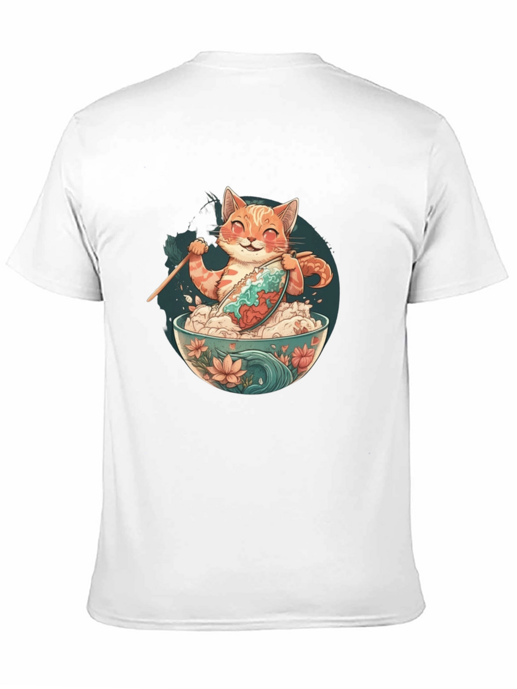 Cat Ramen Bowl Black T-Shirt
