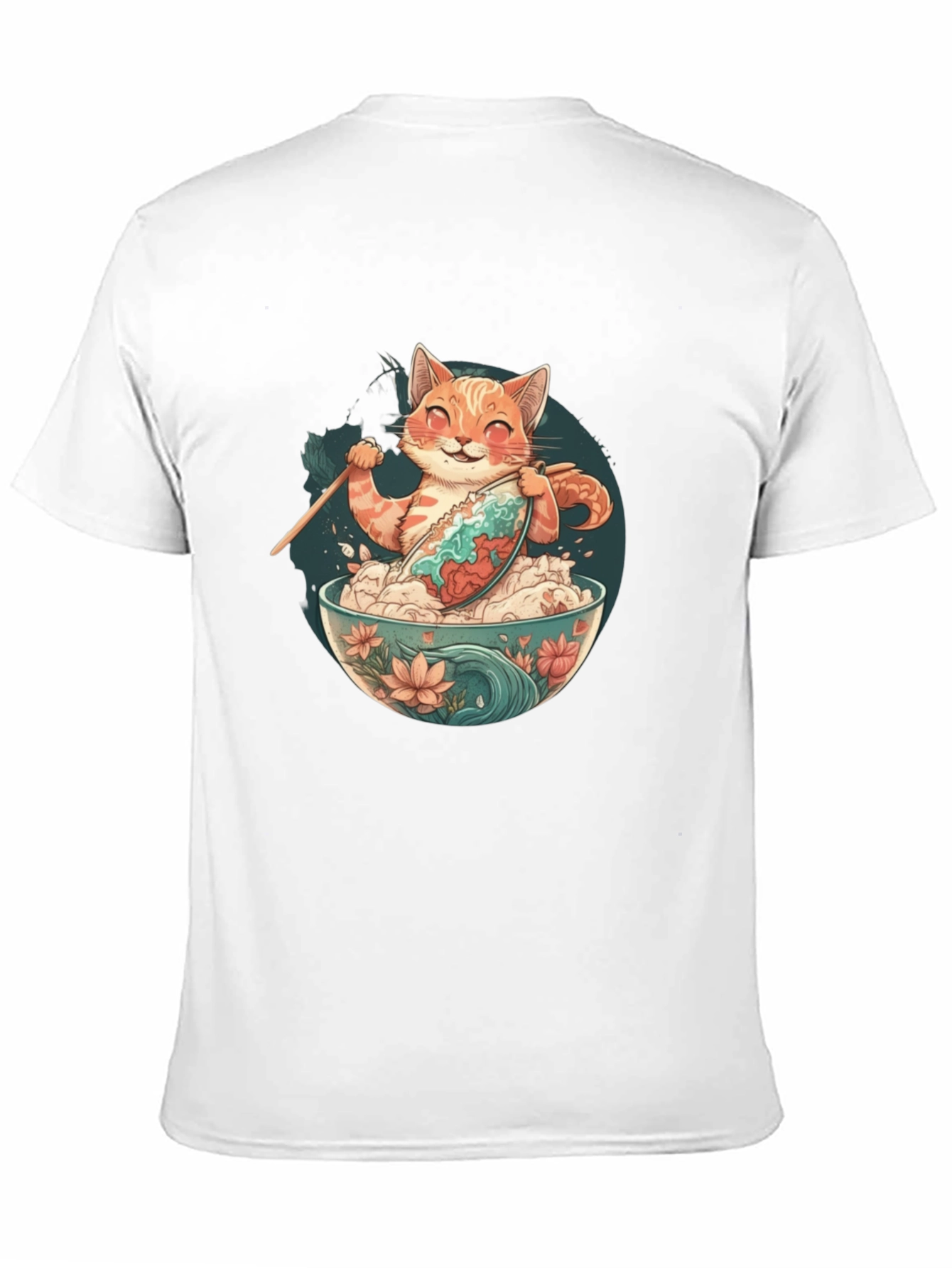 Cat Ramen Bowl Black T-Shirt