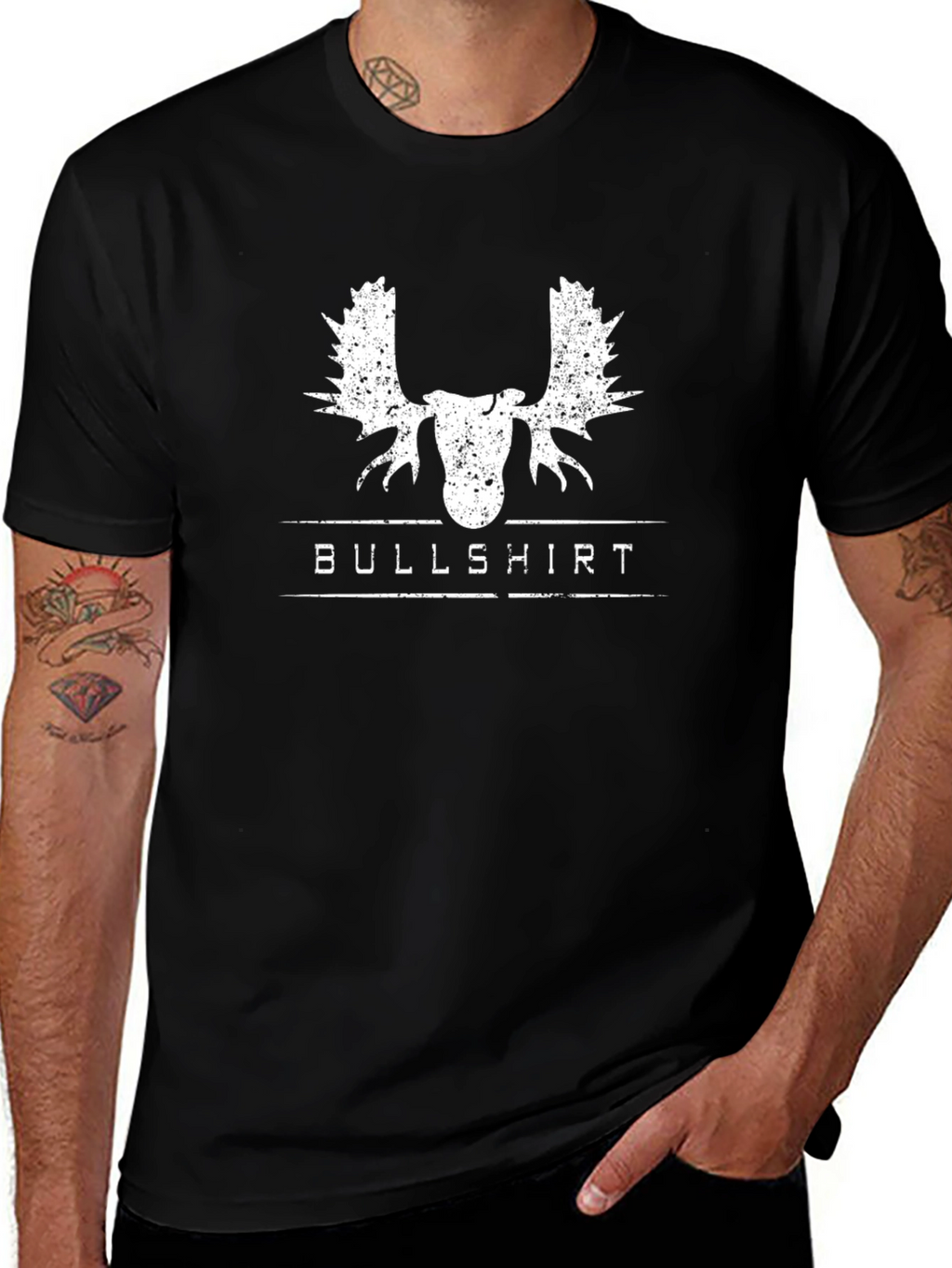 Bullshirt Moose Graphic Tee - Black Cotton T-Shirt