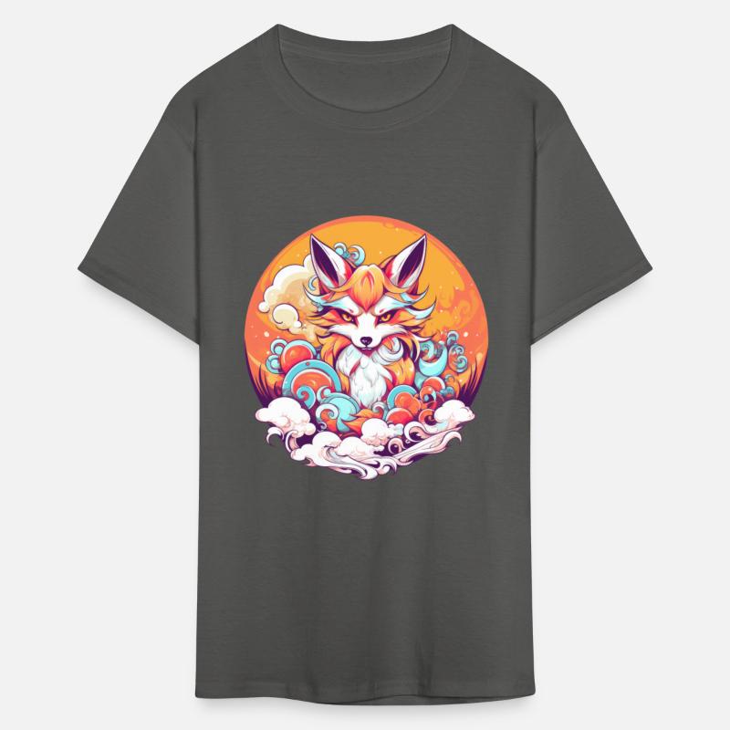 little angry kitsune fox in cute anime style