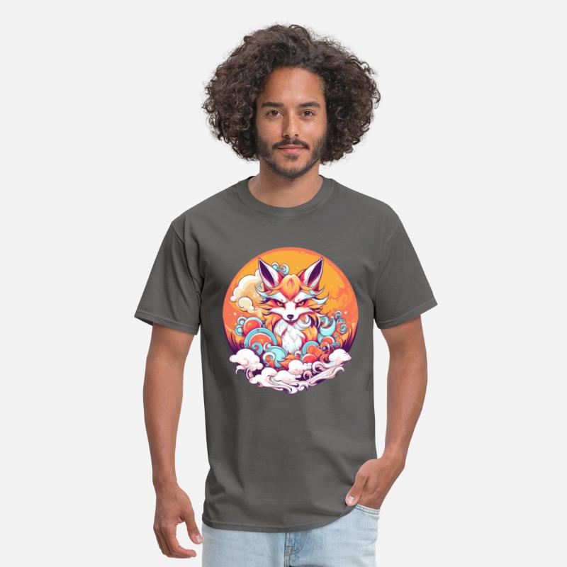 little angry kitsune fox in cute anime style
