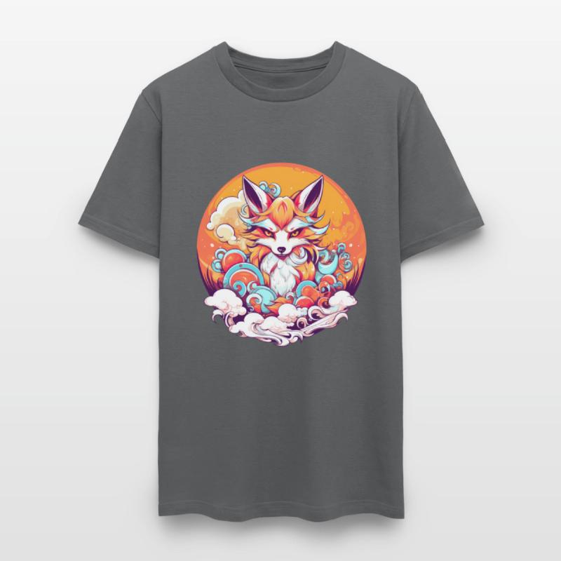 little angry kitsune fox in cute anime style